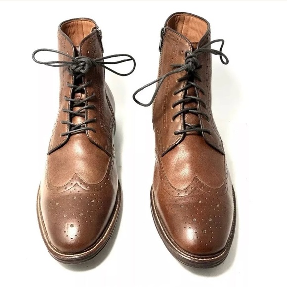 SOLD Johnston & Murphy Brown Warner Wingtip Boots - Picture 3 of 8